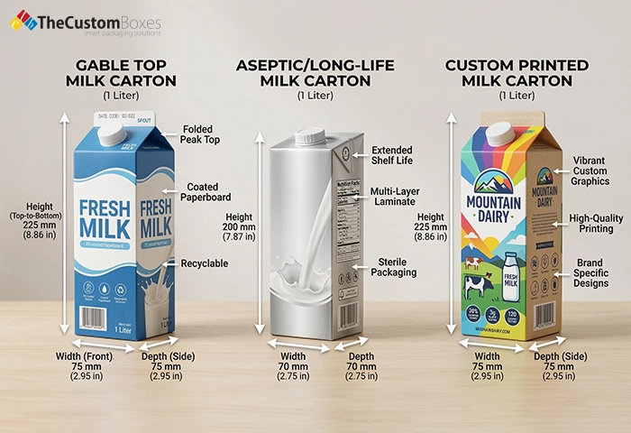 Types Of Milk Cartons And Their Dimensions